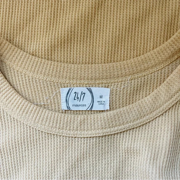 Maurices 24/7 Solid Yellow High Neck Waffle Knit Tank Top Medium Women’s - Picture 8 of 10